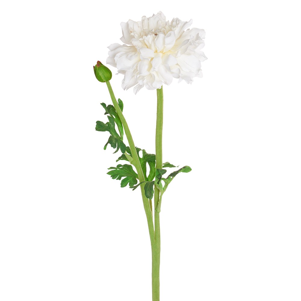 Flor artificial 19 pulg blanco ranunculus