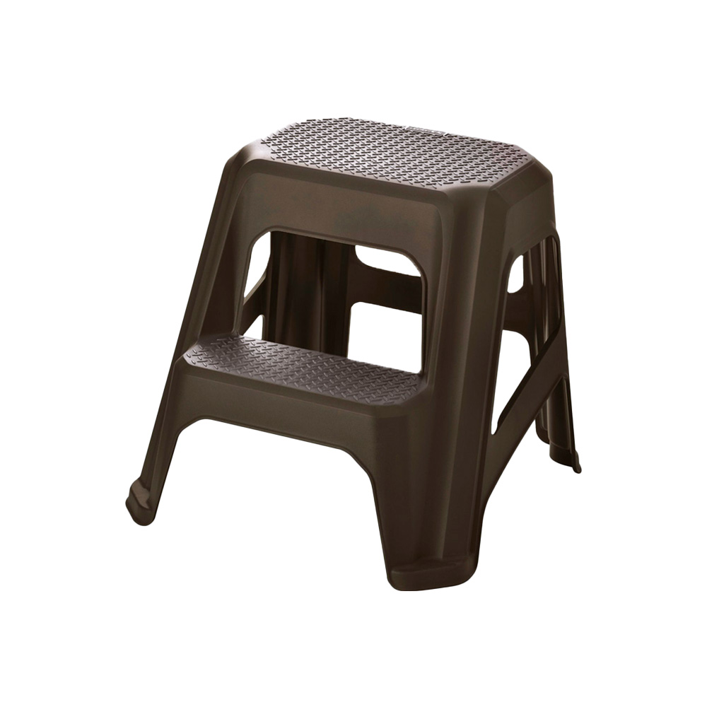 Escalera plastica de 2 peldaños marron pro