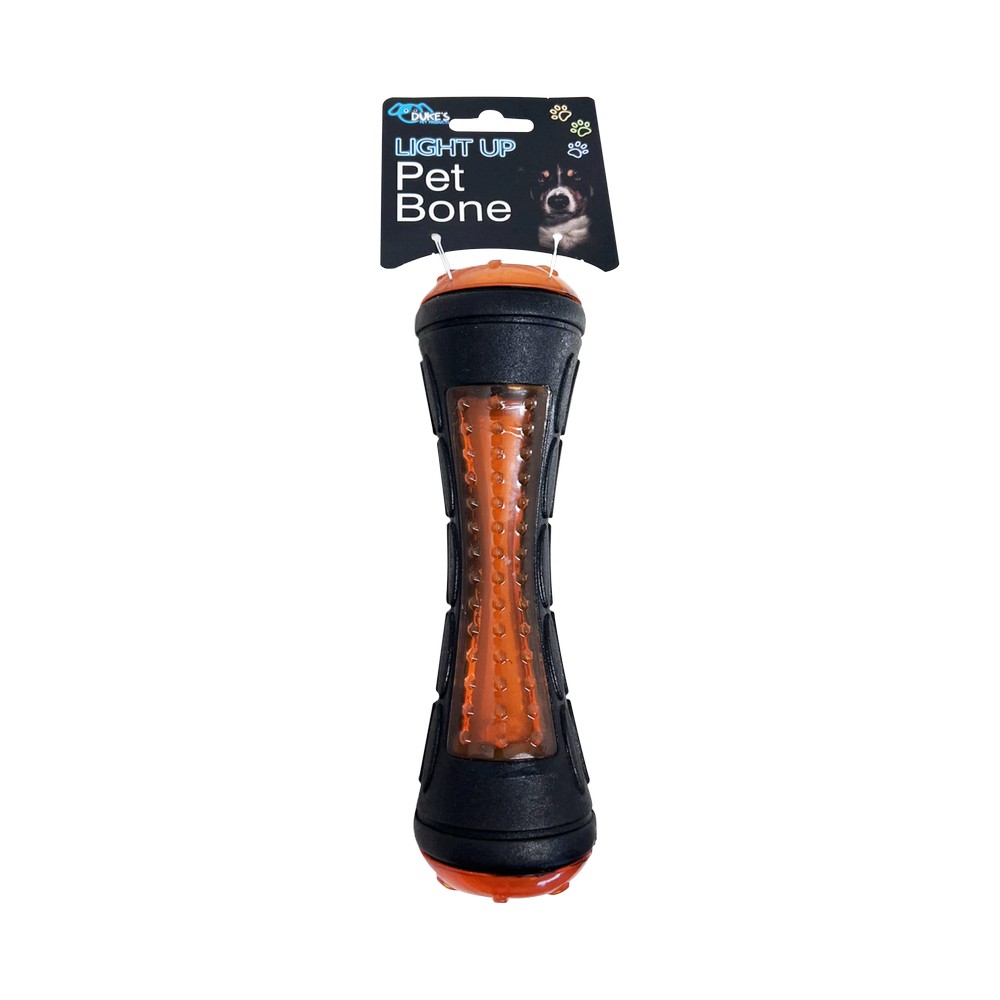 Juguete para perro hueso de goma con luces 7.65 pulg negro