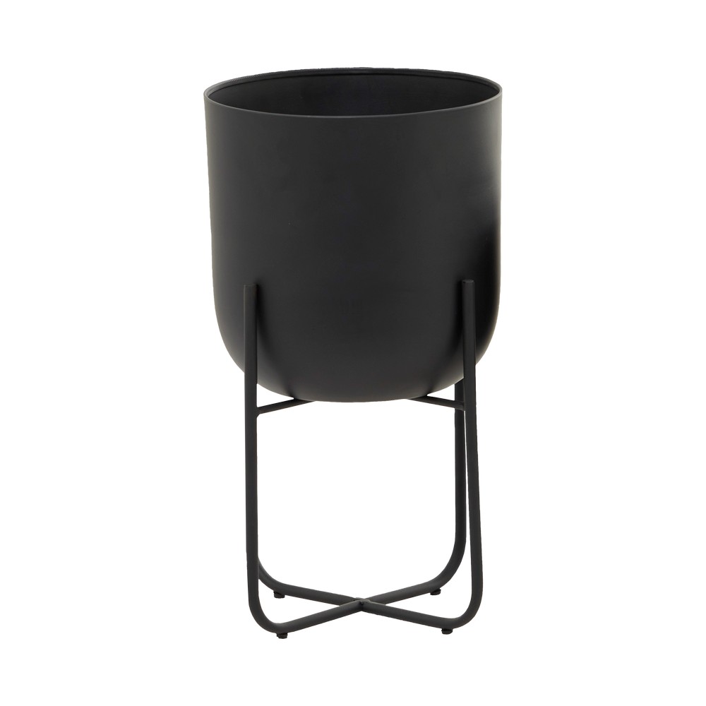 Maceta decorativa metalica con soporte 17 pulg negro