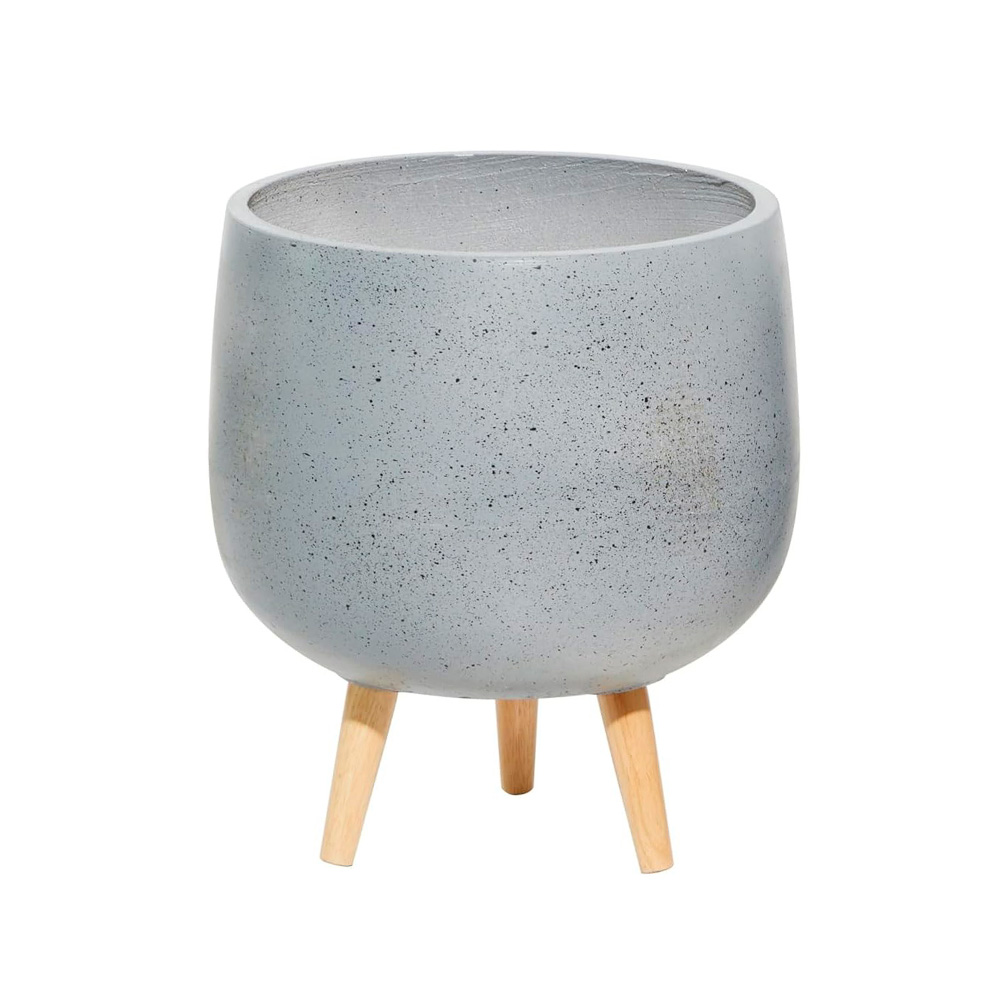 Maceta decorativa de arcilla gris 17 in