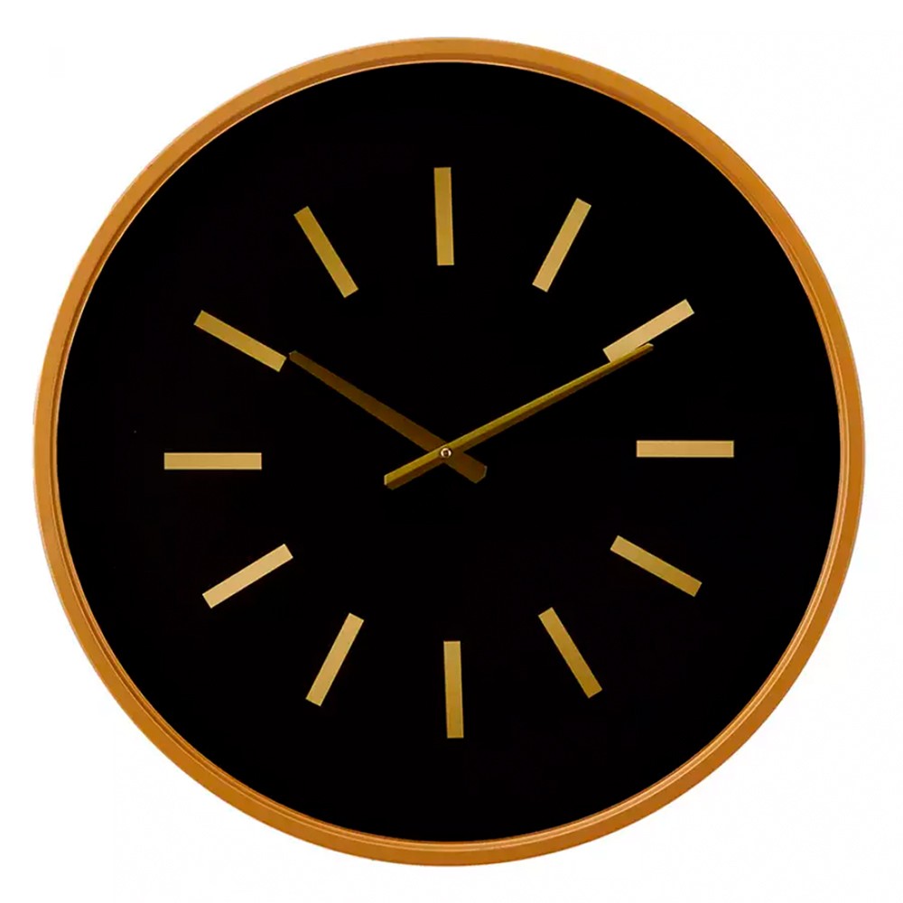 Reloj de madera/metal para pared negro/dorado 24 in