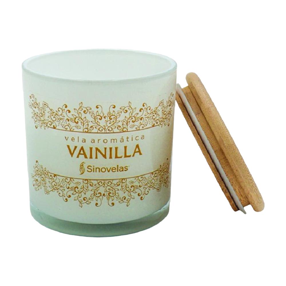 Vela decorativa aroma vainilla tarro blanco