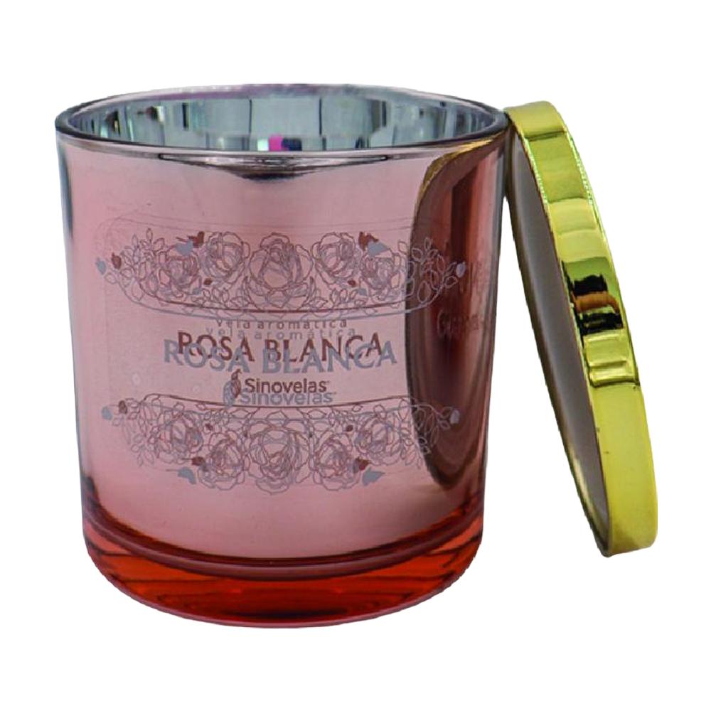 Vela decorativa aroma rosas tarro rose gold