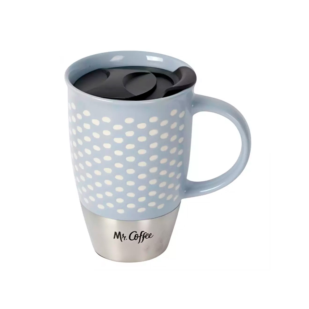Taza para café con tapa de 15 onzas azul