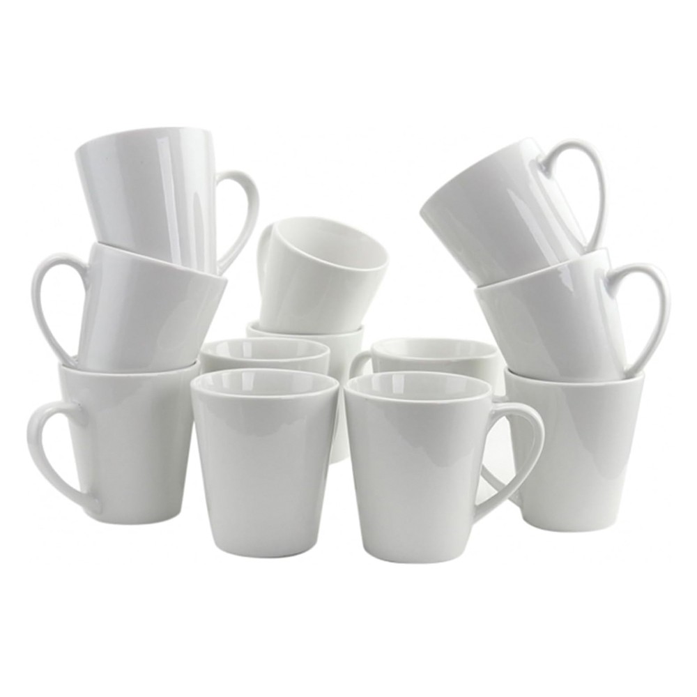 Taza de ceramica lisa 12 pulgadas blanca