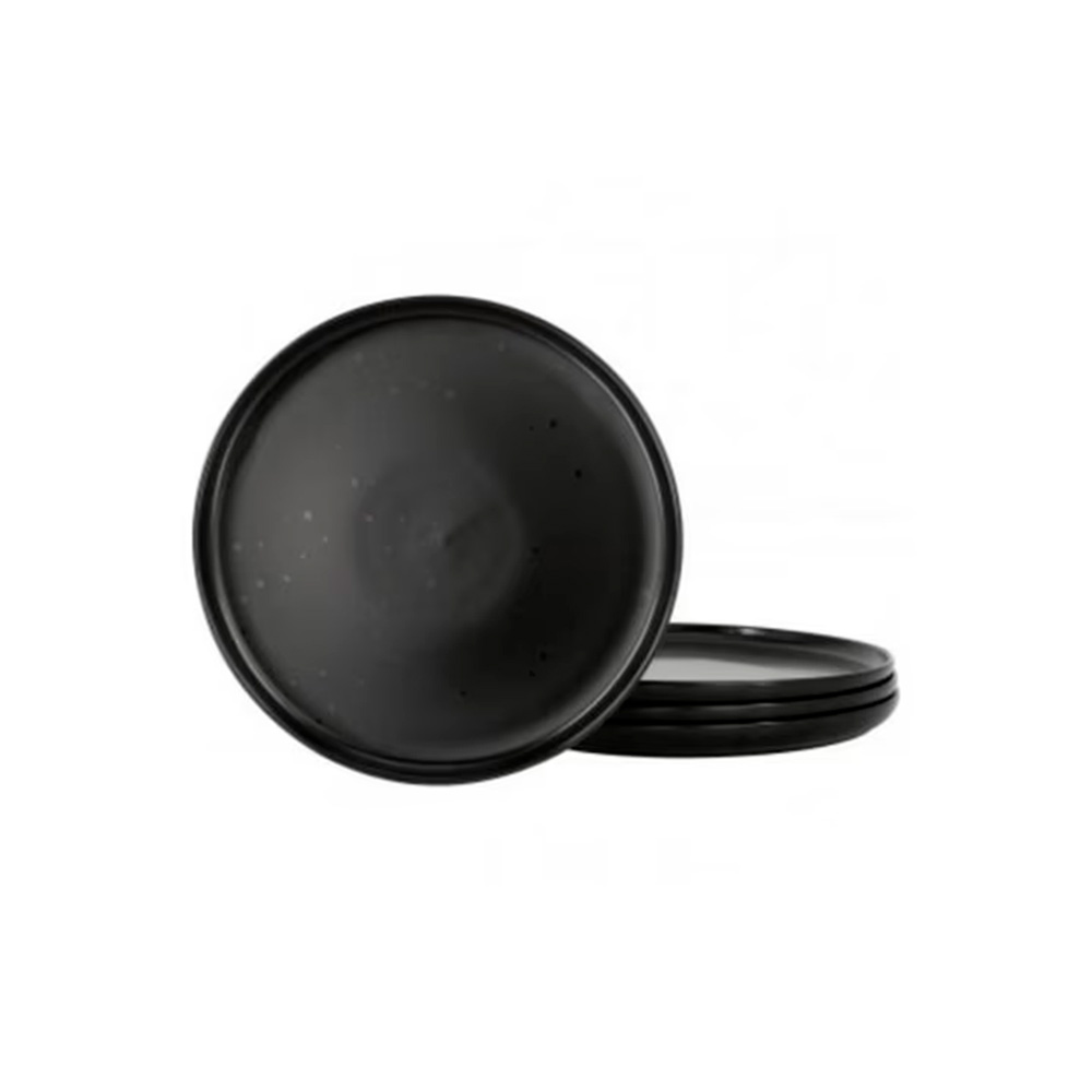 Plato de ceramica redondo 8.4 pulg gris 4 pzas