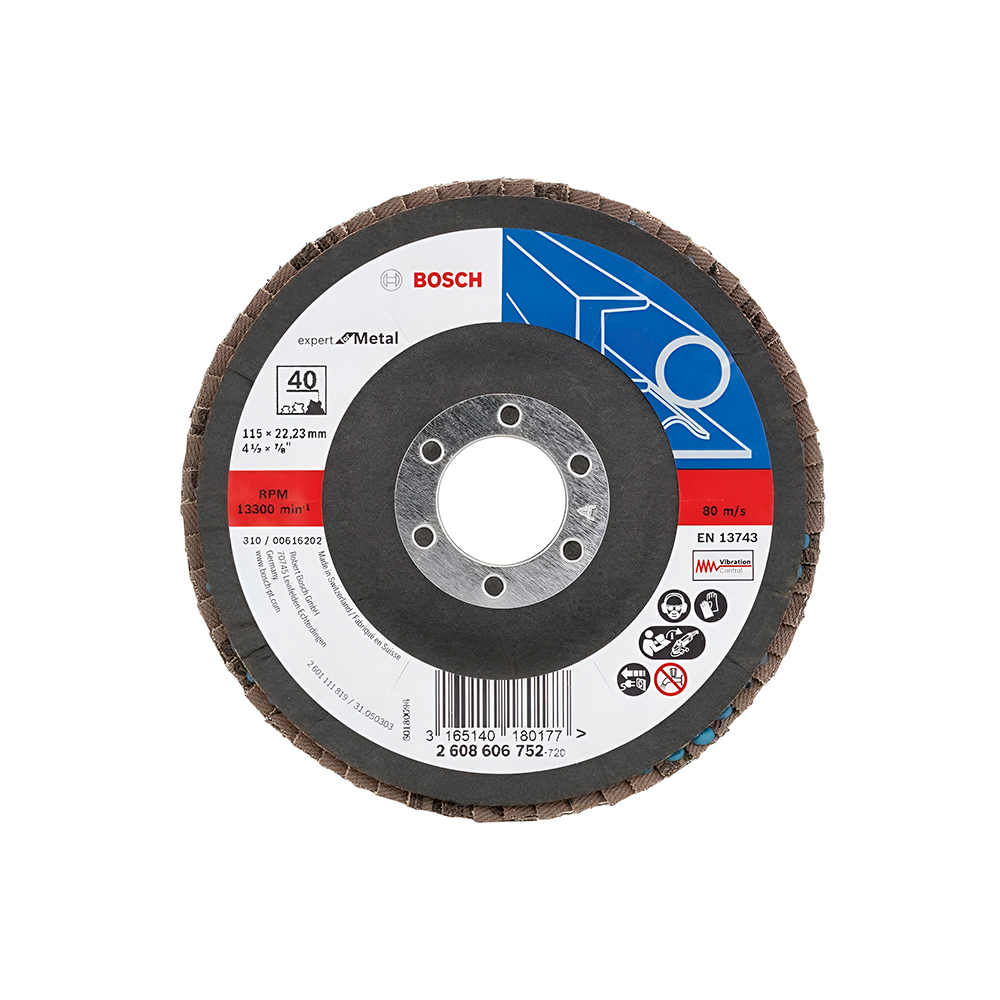 Disco flap cuebo 4 1-2 pulgadas g40 fibra de vidrio