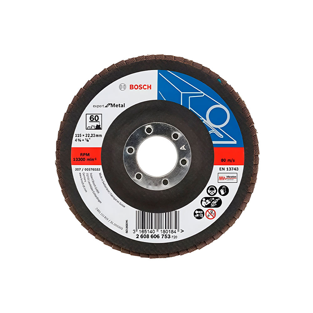 Disco flap cuebo 4 1-2 pulgadas g60 fibra de vidrio