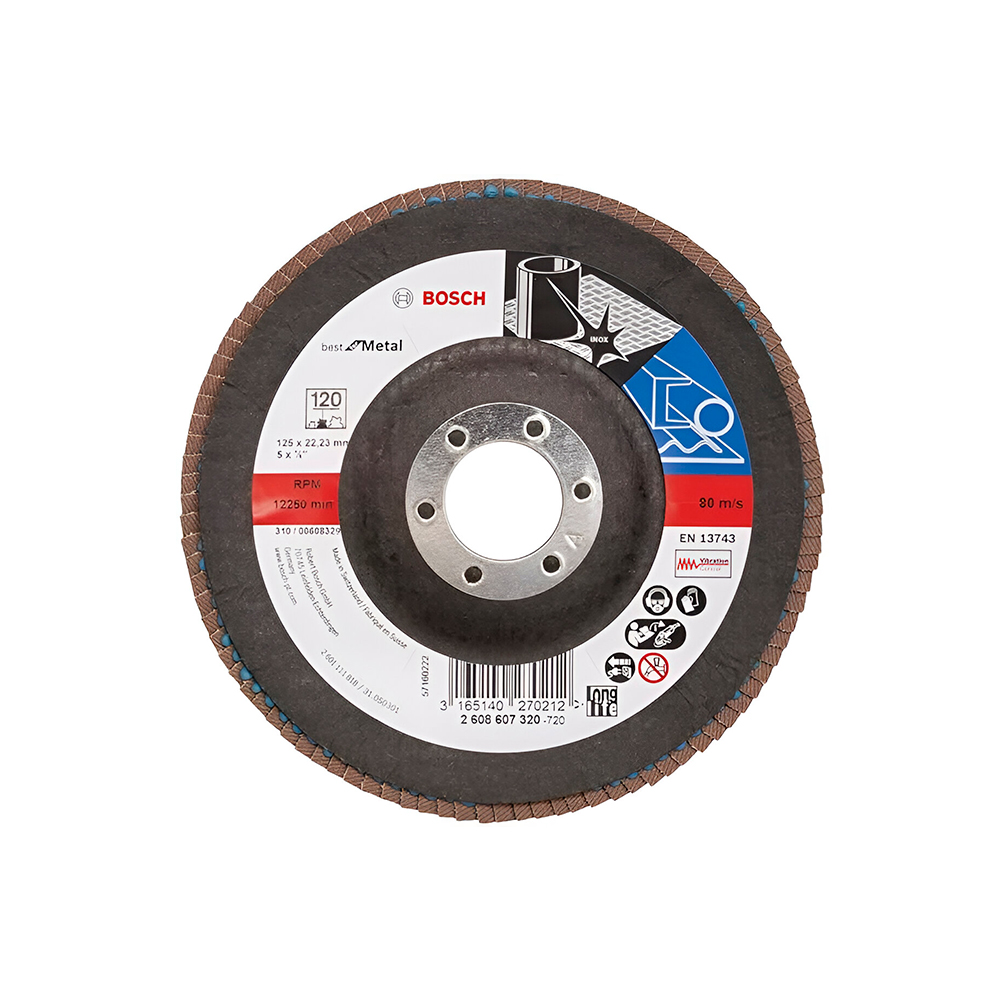 Disco flap cuebo 4 1-2 pulgadas g120 fibra de vidrio