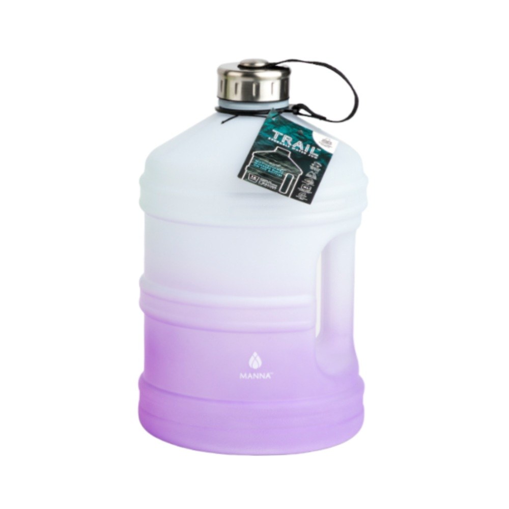 Botella para agua de plastico 1gal morado/blanco