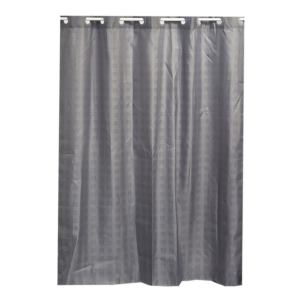 Cortina para ducha de poliester 2x1.8m gris cuadros