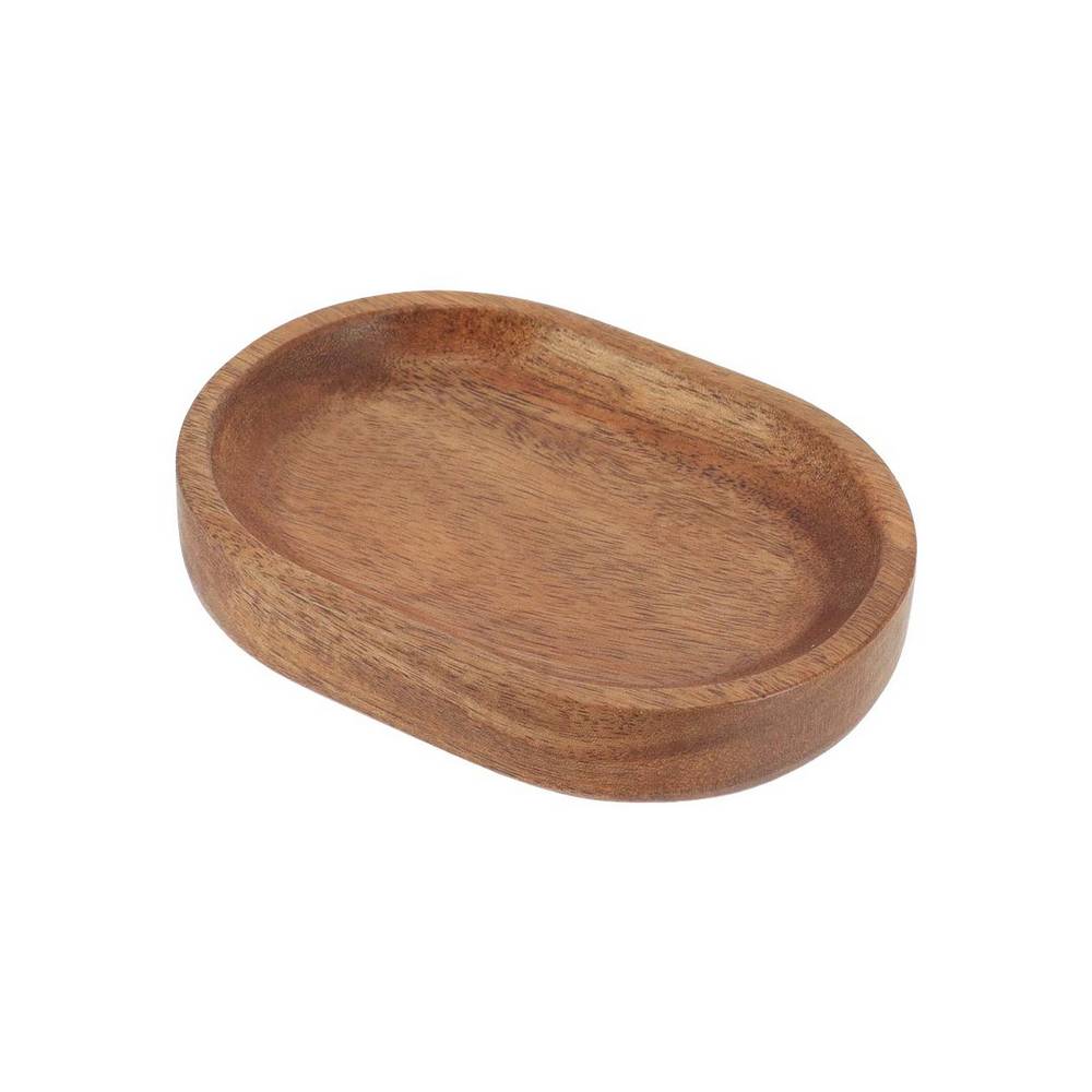 Jabonera para baño de madera acacia ovalda café