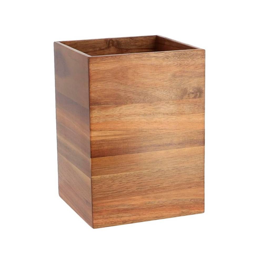 Basurero cuadrado de madera acacia 7.5l café