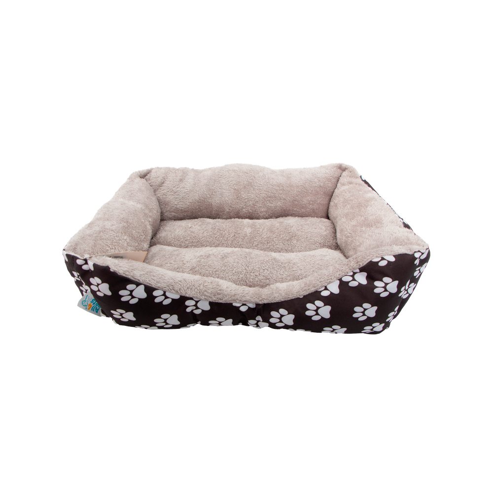 Cama para perro rectangular cafe oscuro mediana 61x51x20 cm