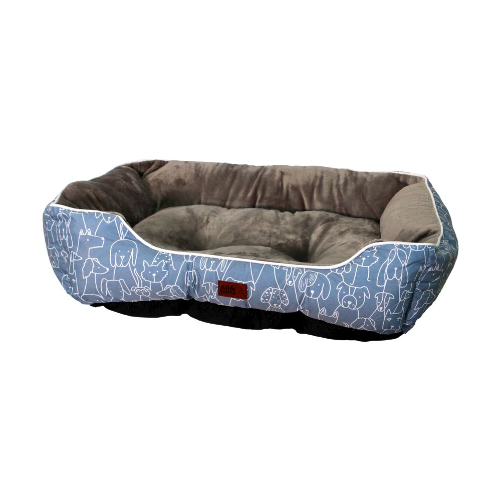 Cama para perro premium gris grande 76x61x23 cm