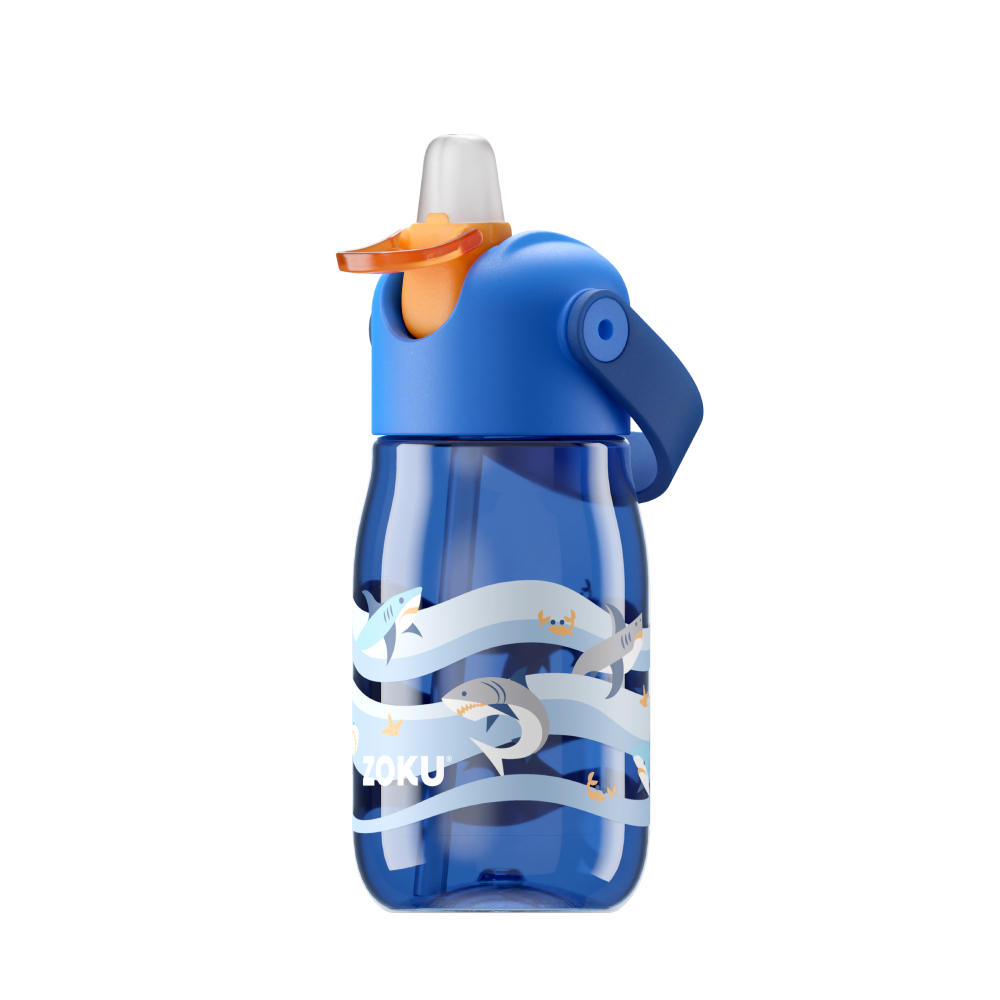 Botella plástica para niño 400ml azul tiburon