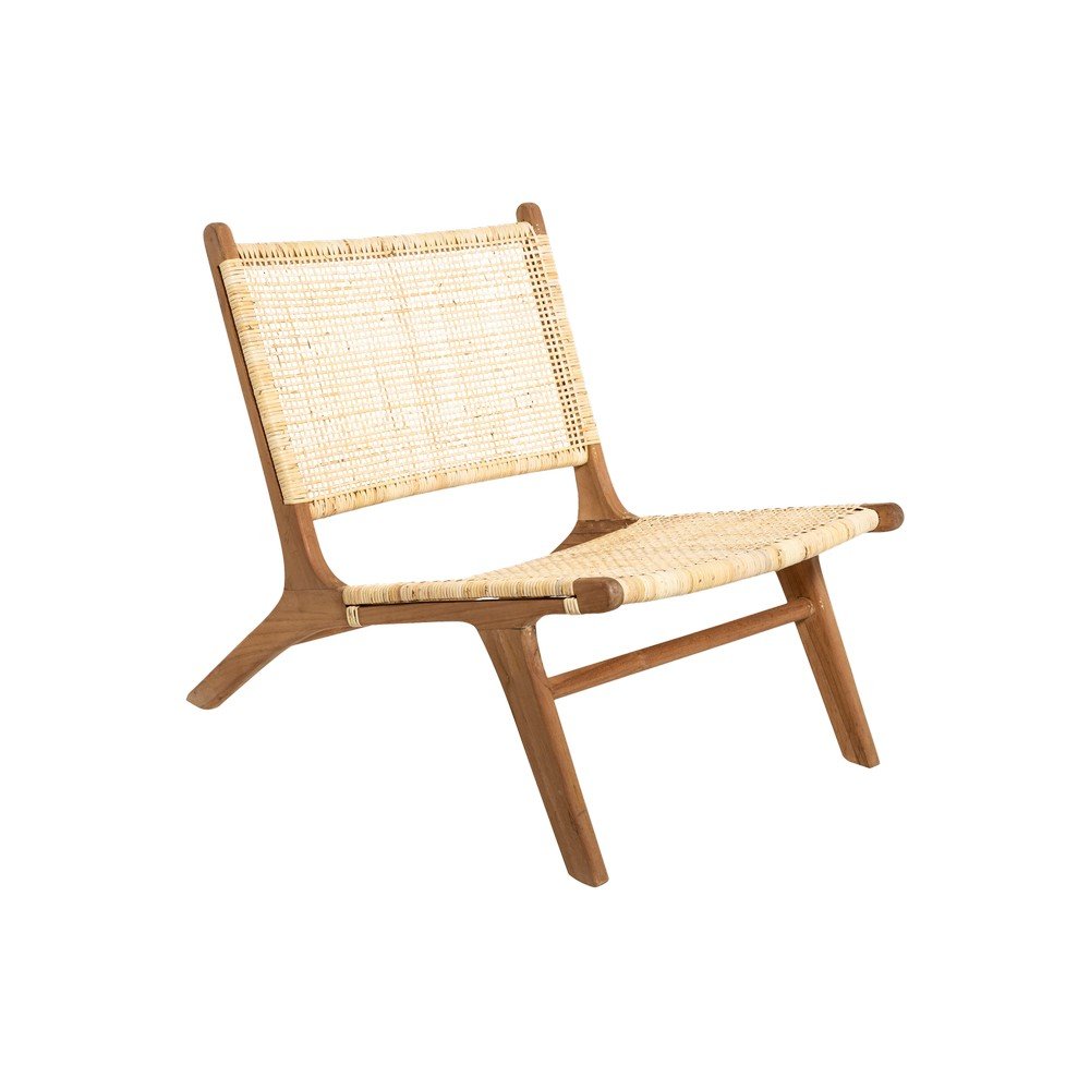 Silla de madera y ratán de 71 x 65 x 80 cm