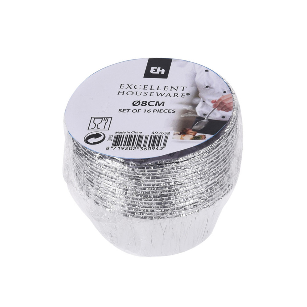 Molde desechable de aluminio 8x3.8 cm redondo 16 pzas