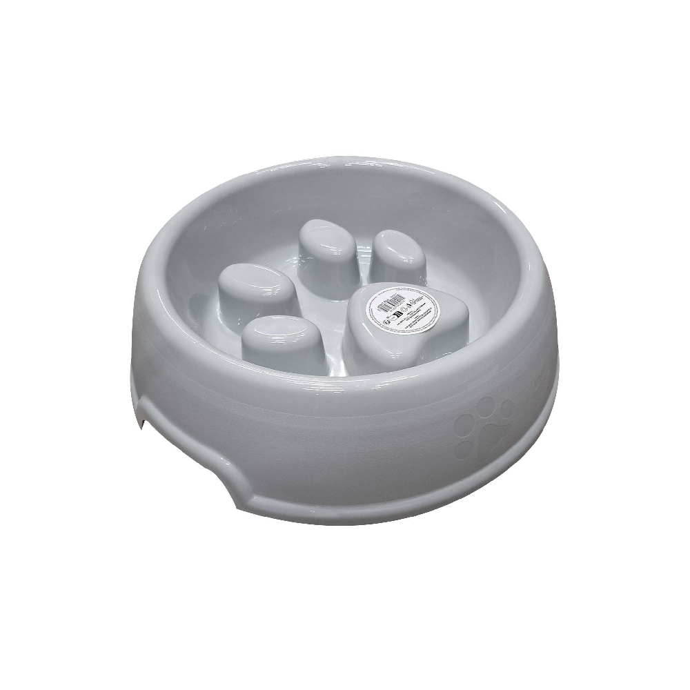 Plato para mascota plástico 1.5 l gris huella