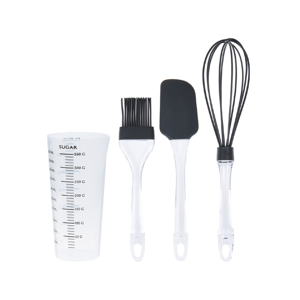 Utensilio para reposteria de silicon negro/transp 4 pzas