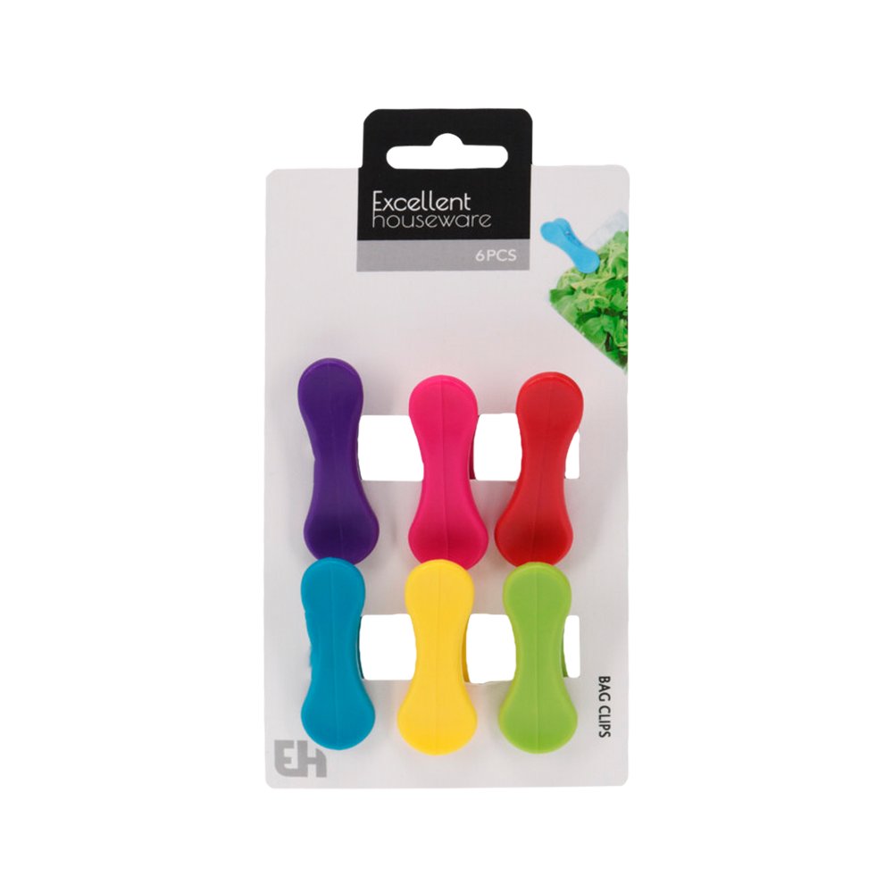 Clips para bolsa de plastico colores varios 6 pzas