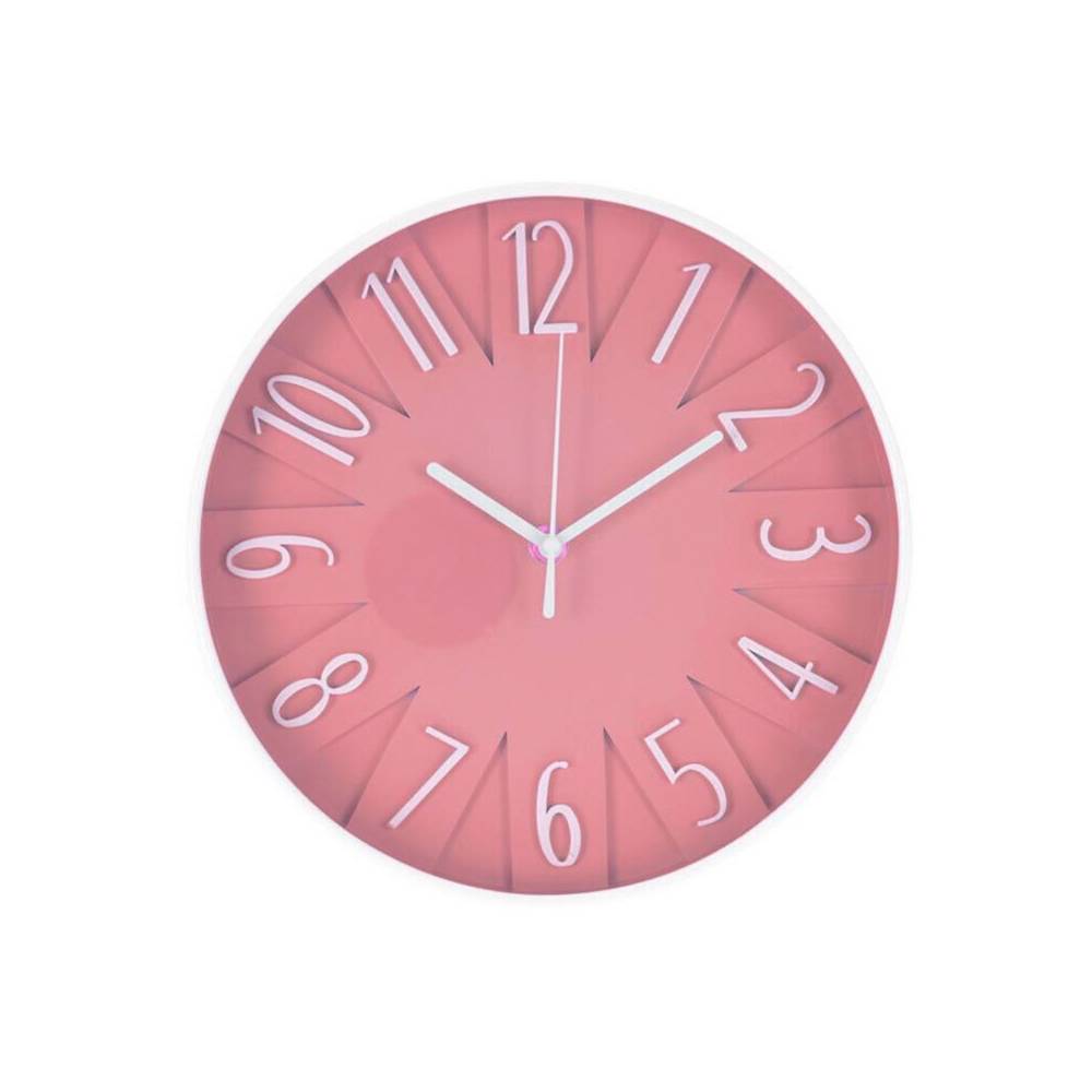 Reloj para pared de plastico redondo 24.8 cm rosado