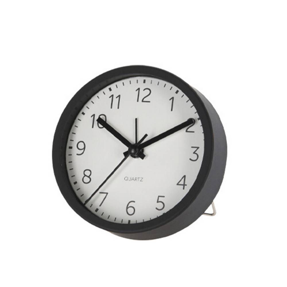Reloj de mesa de aluminio con despertador 9 cm negro