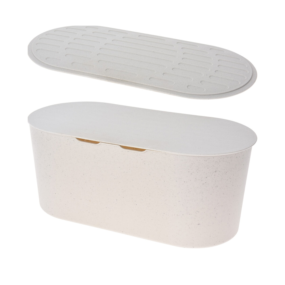 Panera plastica 39x16 cm blanco con tapa para cortar