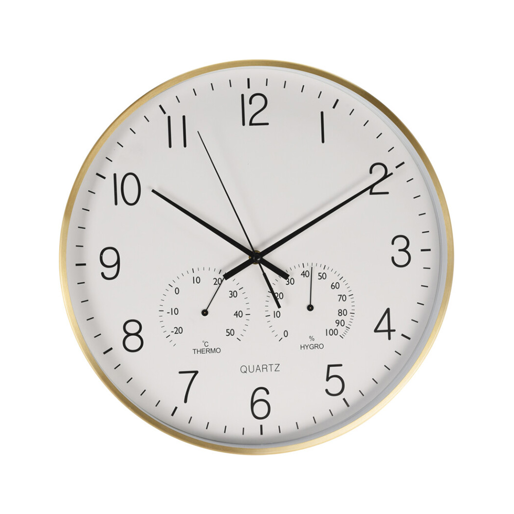 Reloj para pared analogo redondo 38 cm aro dorado