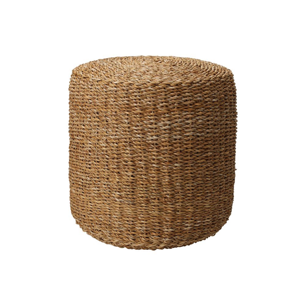 Taburete puff de mimbre redondo de 40 x 38 cm