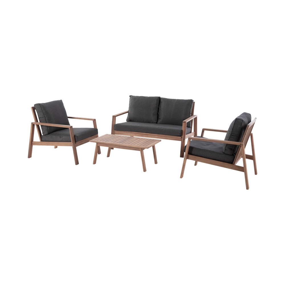 Muebles de terraza de madera gris/café - set de 4 unidades