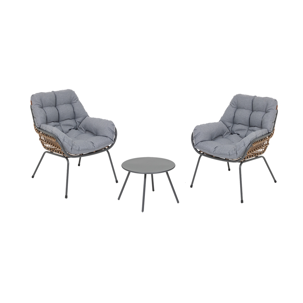 Mueble para terraza de acero/poliester gris paopao 3 pzas