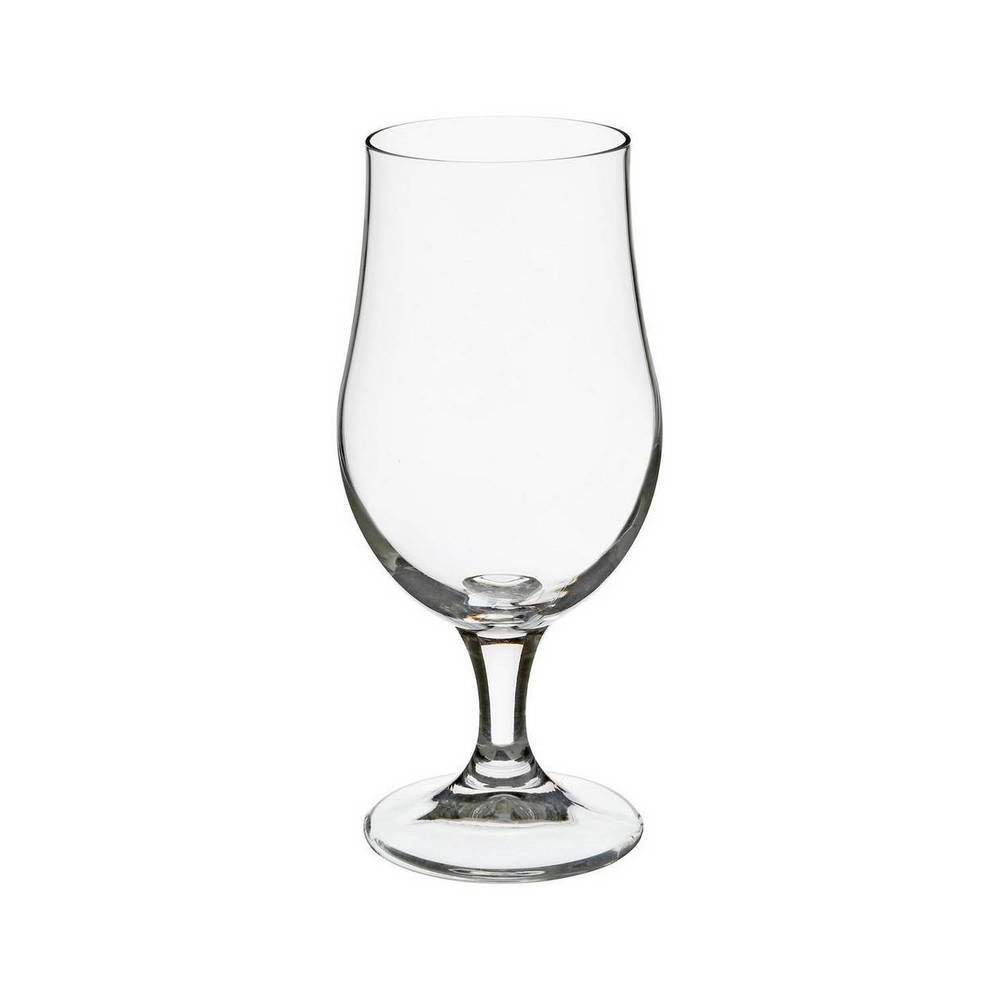 Vaso cervecero de vidrio 370ml transp sur pied 4 pzas