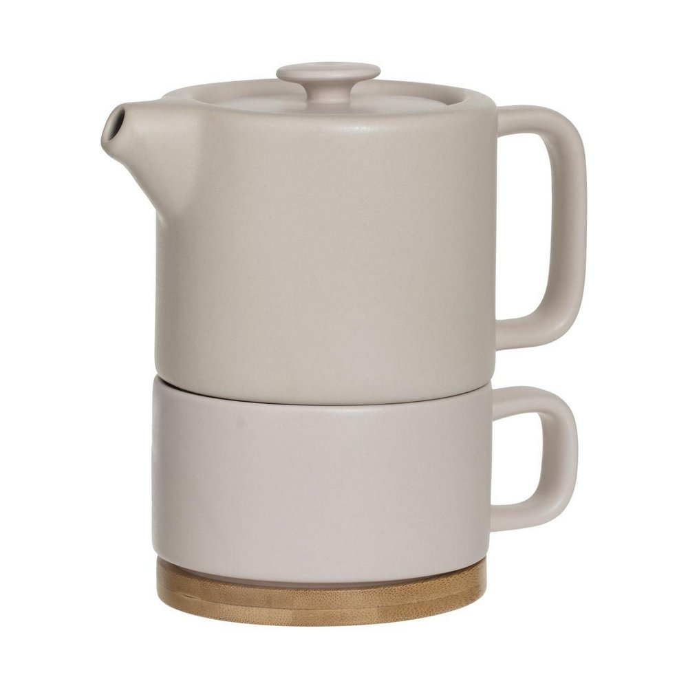 Tetera de ceramica con taza 400ml taupe nature