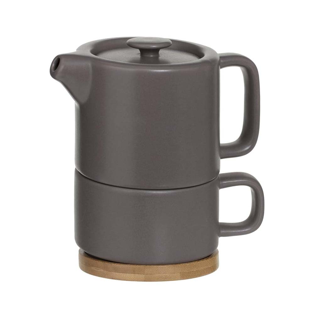 Tetera de cerámica con taza nature