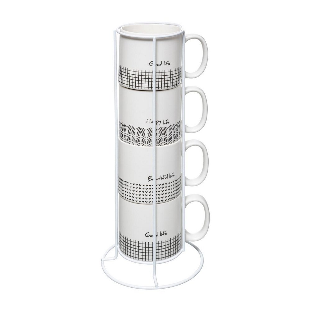 Taza de ceramica con base metalica 240ml life 5 pzas