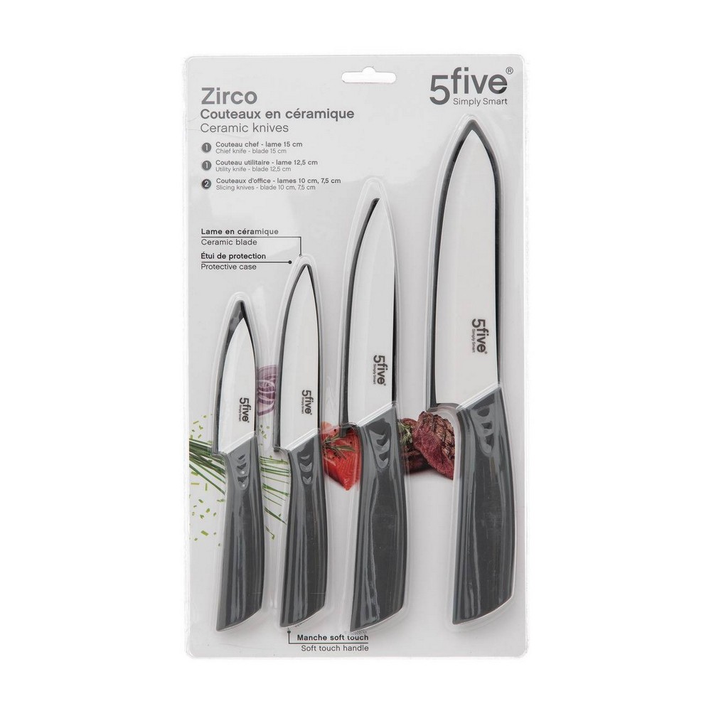 Cuchillo de ceramica para cocina negro zirco 4 pzas