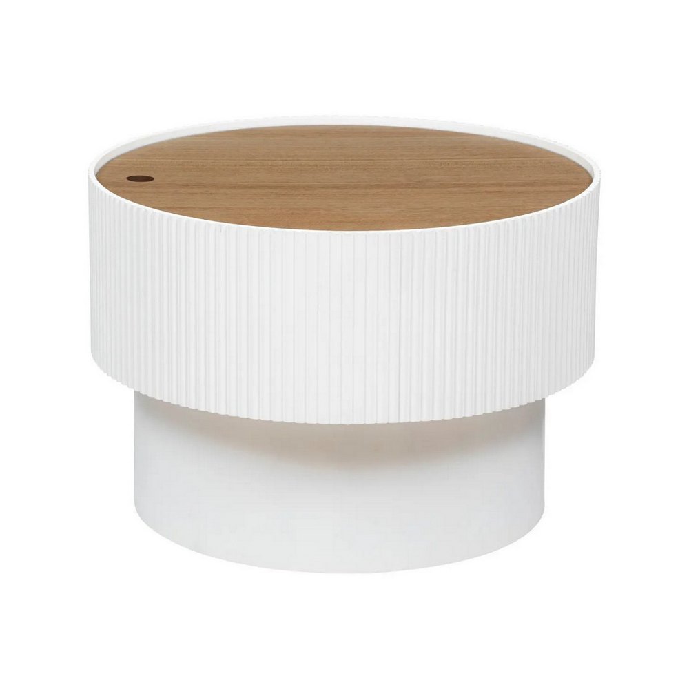 Mesa de centro de madera redondo 55x38cm blanco enola