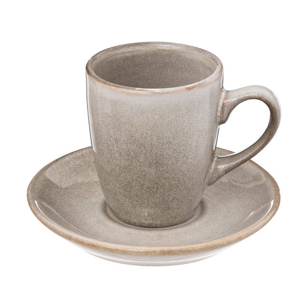 Taza con paila de ceramica 90ml taupe callie 2 pzas