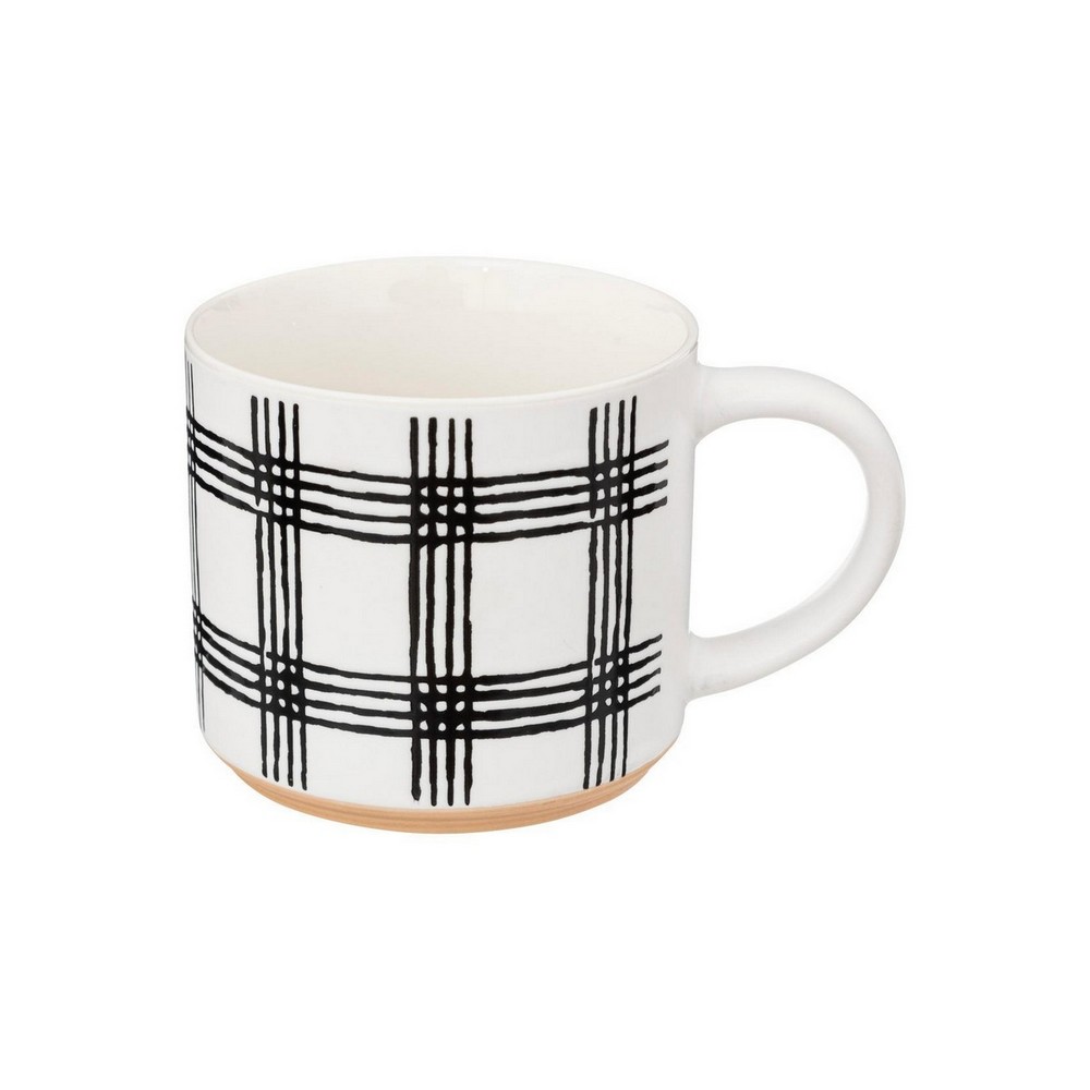 Taza de ceramica 460ml blanco geometrique surtido
