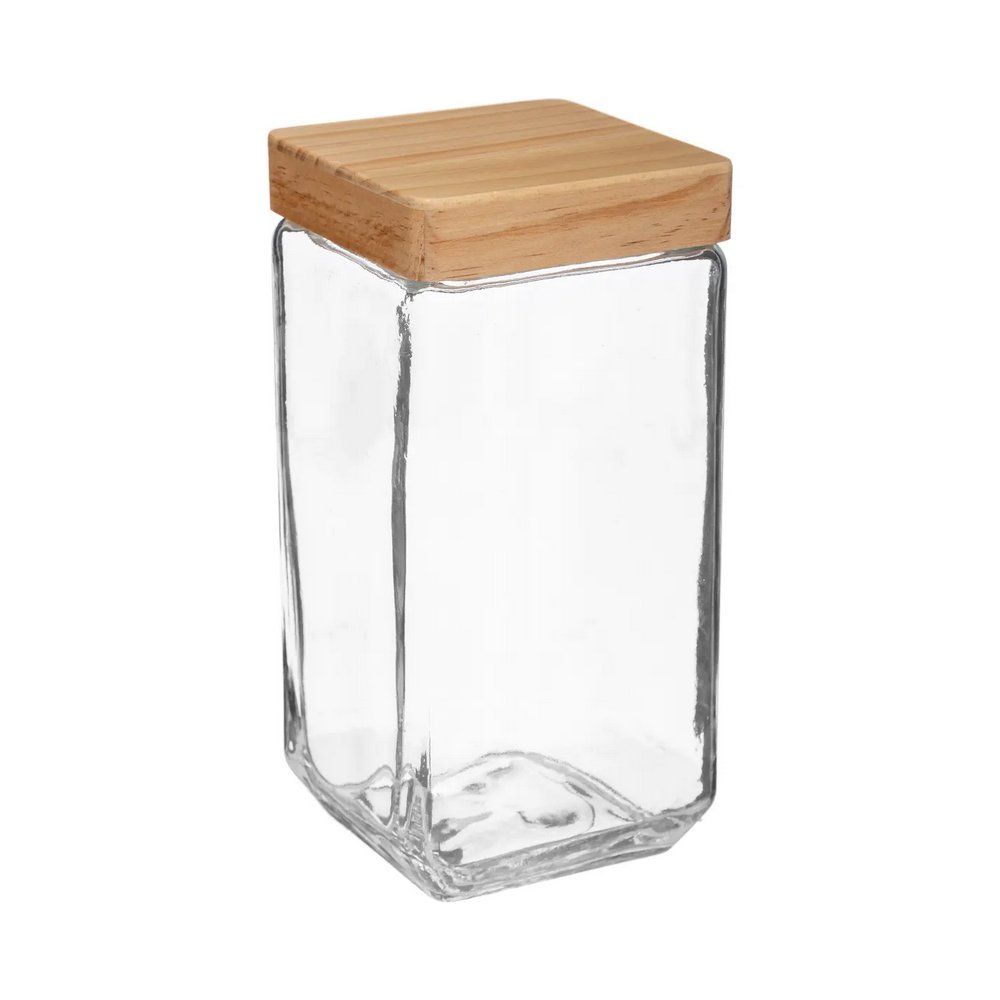 Depósito de vidrio con tapa de madera de 2 l