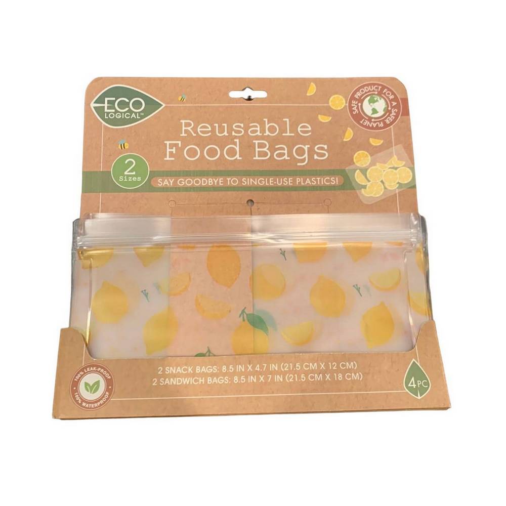 Bolsa reutilizable plástica para alimentos 4 pzas