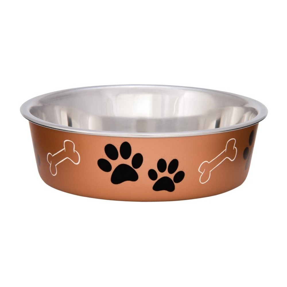 Plato para mascota de hacer inox 2000 ml naranja huellas