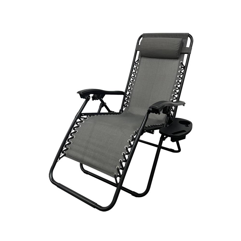 Silla playera plegable de acero 109.5x84x65 cm gris