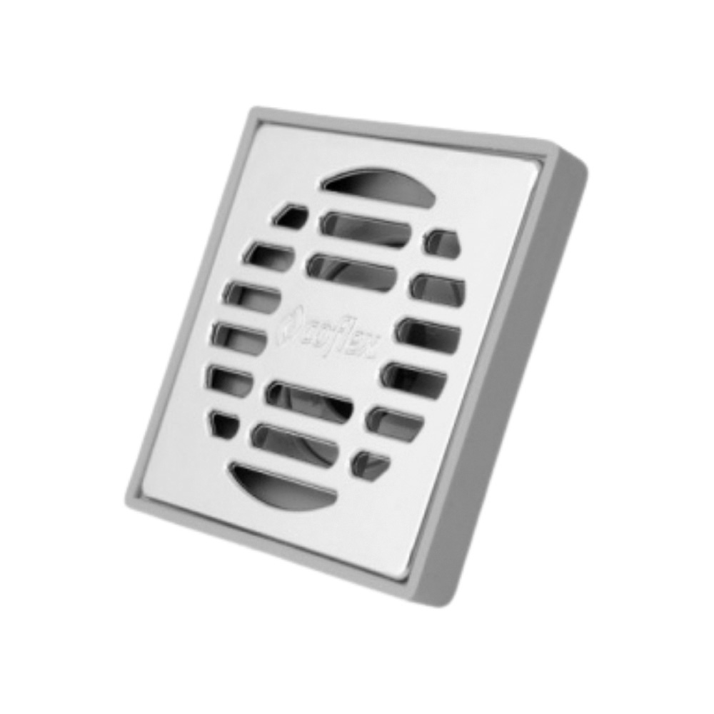 Coladera cuadrada de abs con rejilla cromada. para tubería de 50 mm