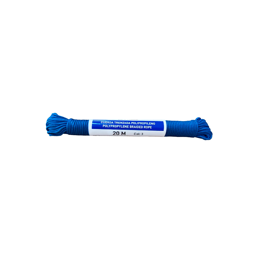 Cuerda trenzado pp num3 x 20 mtrs azul