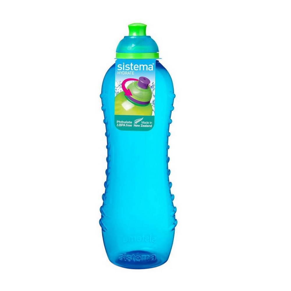 Botella para agua de plastico 460 ml azul sistema