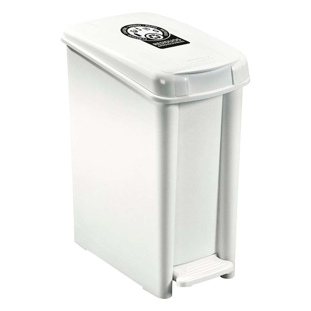 Basurero de pedal 10 l blanco residuos aprovechables