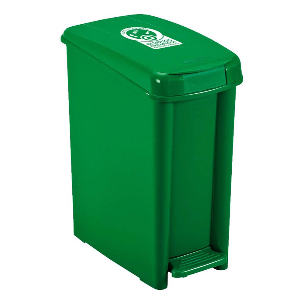 Basurero de pedal 10 l verde organico aprovechable